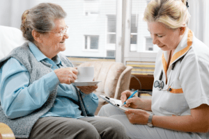 caregiver assessing her patient conditions