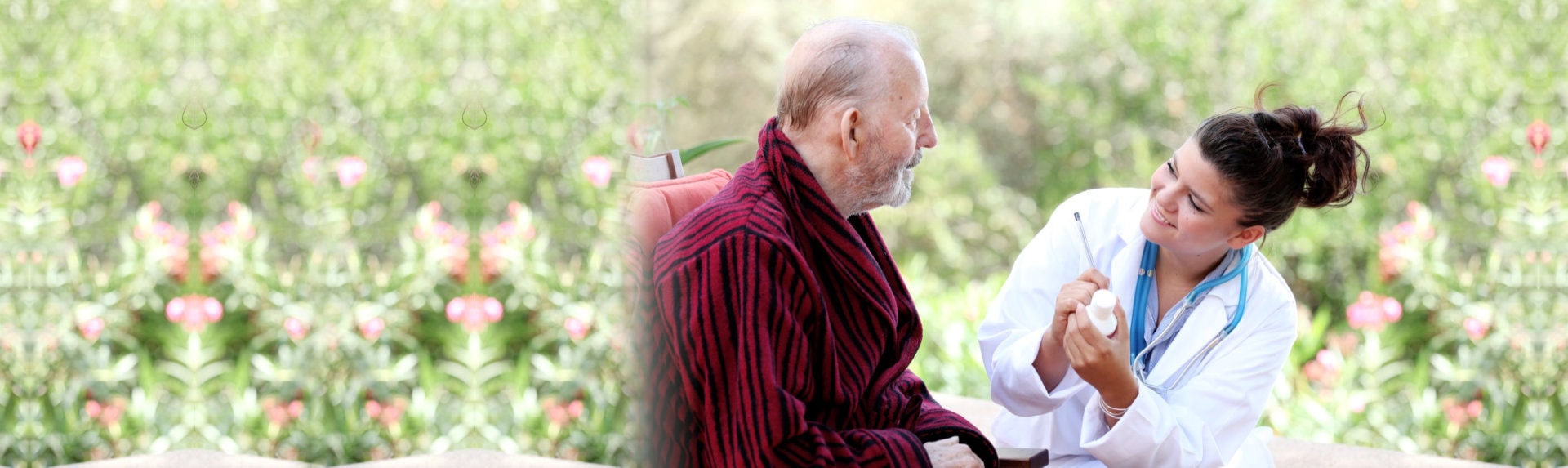 caregiver with his patient in the park